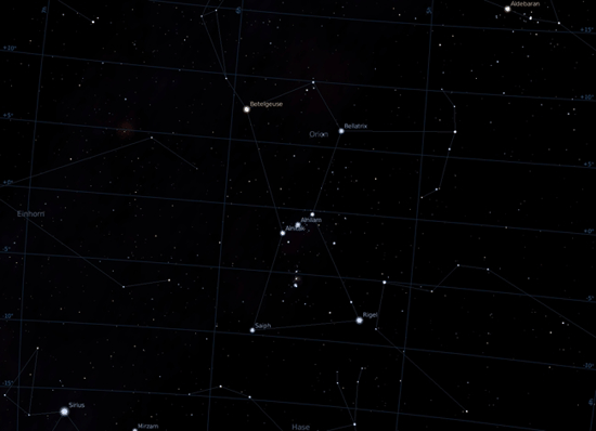 Sternkarte der Region Orion